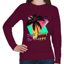 PRINTFASHION Don't worry, be happy - Női pulóver - Bordó női pulóver, kardigán