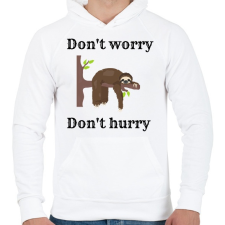 PRINTFASHION Don't worry, don't hurry - Férfi kapucnis pulóver - Fehér férfi pulóver, kardigán