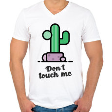 PRINTFASHION DONT TOUCH ME - Férfi V-nyakú póló - Fehér