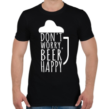PRINTFASHION Dont Worry Beer Happy - Férfi póló - Fekete férfi póló