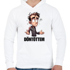 PRINTFASHION Döntöttem - Vicces mém karikatúra - Férfi kapucnis pulóver - Fehér férfi pulóver, kardigán