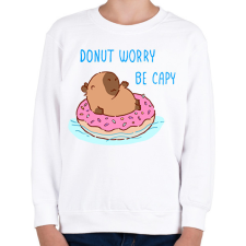 PRINTFASHION Donut worry be capy (kék) - Gyerek pulóver - Fehér gyerek pulóver, kardigán
