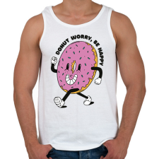 PRINTFASHION Donut worry be happy - Férfi atléta - Fehér atléta, trikó