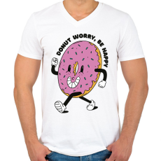 PRINTFASHION Donut worry be happy - Férfi V-nyakú póló - Fehér