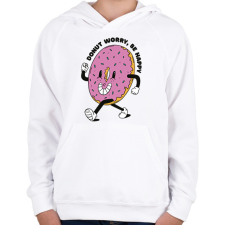 PRINTFASHION Donut worry be happy - Gyerek kapucnis pulóver - Fehér gyerek pulóver, kardigán