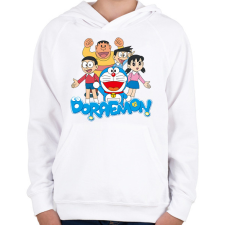 PRINTFASHION Doraemon - Gyerek kapucnis pulóver - Fehér gyerek pulóver, kardigán