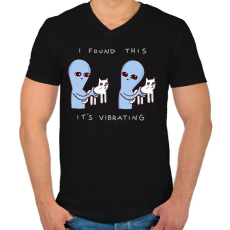 PRINTFASHION Doromboló cica - Férfi V-nyakú póló - Fekete