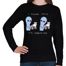 PRINTFASHION Doromboló cica - Női pulóver - Fekete