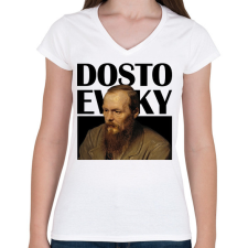 PRINTFASHION Dostoevsky - Önarckép - Női V-nyakú póló - Fehér női póló