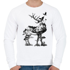 PRINTFASHION Double exposure Deer - Férfi pulóver - Fehér férfi pulóver, kardigán