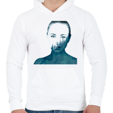 PRINTFASHION Double exposure Girl - Férfi kapucnis pulóver - Fehér férfi pulóver, kardigán
