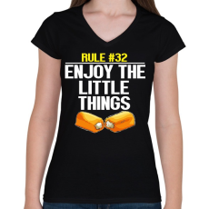 PRINTFASHION Double tap - Női V-nyakú póló - Fekete