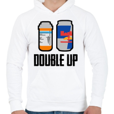 PRINTFASHION Double up - Férfi kapucnis pulóver - Fehér férfi pulóver, kardigán