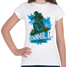 PRINTFASHION Downhill kék  - Női póló - Fehér női póló