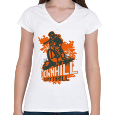 PRINTFASHION Downhill narancsszín - Női V-nyakú póló - Fehér női póló