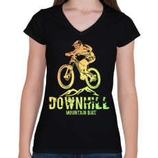 PRINTFASHION downhill - Női V-nyakú póló - Fekete