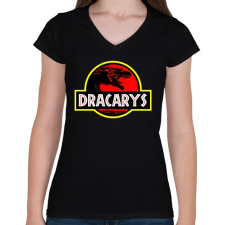 PRINTFASHION Dracarys - Női V-nyakú póló - Fekete női póló