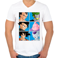 PRINTFASHION Dragon Ball - Férfi V-nyakú póló - Fehér férfi póló