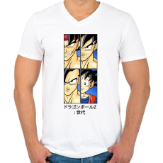 PRINTFASHION Dragon ball - Férfi V-nyakú póló - Fehér