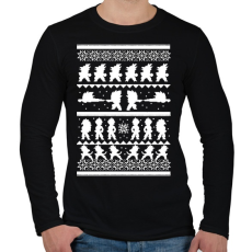 PRINTFASHION Dragon Ball karácsonyi minta - Férfi hosszú ujjú póló - Fekete