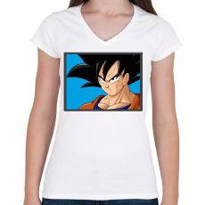 PRINTFASHION Dragon ball karakterek18 - Női V-nyakú póló - Fehér