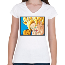 PRINTFASHION Dragon ball karakterek3 - Női V-nyakú póló - Fehér