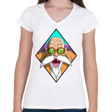 PRINTFASHION Dragon Ball Mester - Női V-nyakú póló - Fehér női póló