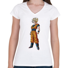 PRINTFASHION Dragon Ball - Női V-nyakú póló - Fehér