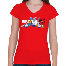 PRINTFASHION dragon ball - Női V-nyakú póló - Piros női póló