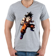 PRINTFASHION dragon ball super-saiyan-god - Férfi V-nyakú póló - Sport szürke férfi póló