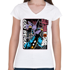 PRINTFASHION Dragon Ball Szuper - Női V-nyakú póló - Fehér