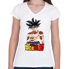 PRINTFASHION dragon ball ultra-instinct-aura - Női V-nyakú póló - Fehér női póló
