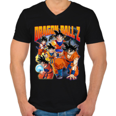 PRINTFASHION Dragon Ball Z - Goku - Férfi V-nyakú póló - Fekete