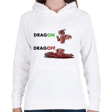 PRINTFASHION DRAGON DRAGOFF - Női kapucnis pulóver - Fehér női pulóver, kardigán