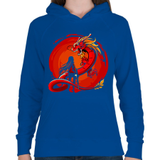 PRINTFASHION Dragon - Női kapucnis pulóver - Királykék női pulóver, kardigán