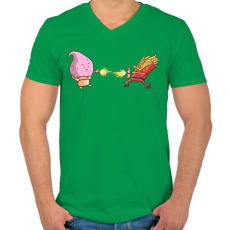 PRINTFASHION Dragonball kajaharc - Férfi V-nyakú póló - Zöld