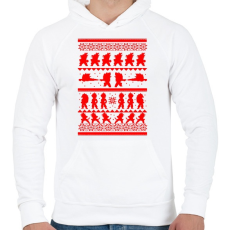 PRINTFASHION Dragonball karácsonyi minta - Férfi kapucnis pulóver - Fehér