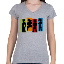 PRINTFASHION Dragonball Saiyan család - Női V-nyakú póló - Sport szürke női póló