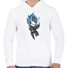 PRINTFASHION Dragonball - Vegeta blue - Férfi kapucnis pulóver - Fehér férfi pulóver, kardigán