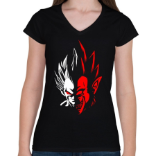 PRINTFASHION Dragonball - Vegita - Női V-nyakú póló - Fekete női póló