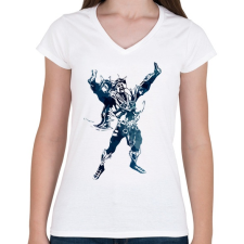 PRINTFASHION Draven - Női V-nyakú póló - Fehér női póló