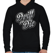 PRINTFASHION Drift or Die - Férfi kapucnis pulóver - Fekete férfi pulóver, kardigán