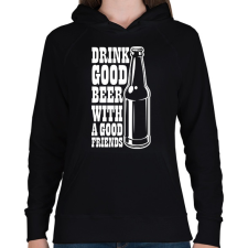 PRINTFASHION Drink Good Beer - Fehér - Női kapucnis pulóver - Fekete női pulóver, kardigán