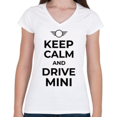PRINTFASHION DRIVE MINI - Női V-nyakú póló - Fehér