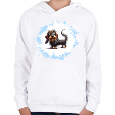 PRINTFASHION Drótszőrű tacskó - Gyerek kapucnis pulóver - Fehér gyerek pulóver, kardigán