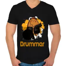 PRINTFASHION drummer - Férfi V-nyakú póló - Fekete férfi póló