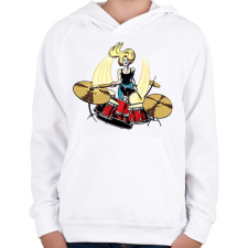 PRINTFASHION Drummer - Gyerek kapucnis pulóver - Fehér gyerek pulóver, kardigán