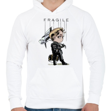 PRINTFASHION DS Fragile - Férfi kapucnis pulóver - Fehér férfi pulóver, kardigán