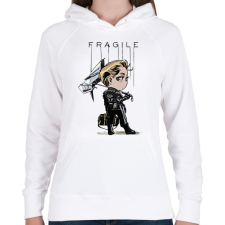 PRINTFASHION DS Fragile - Női kapucnis pulóver - Fehér női pulóver, kardigán