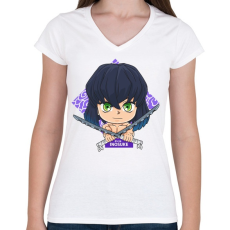 PRINTFASHION DS Inosuke - Női V-nyakú póló - Fehér